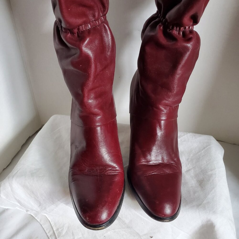 Vintage Aginer oxblood boots sz 8.5 - Picture 2 of 10
